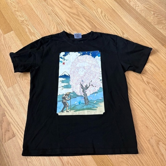 Bape Sakura T-shirt Cherry Blossom Design Medium Black - Picture 2 of 5